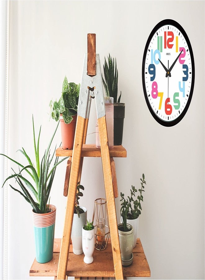 OREX Stylish Black Wall Clock - Colorful Design for Living Room, Bedroom, Kitchen, Office, Kids Room, and Shop Decor - Image 4